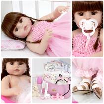 Boneca Bebê Reborn Silicone Menina Bailarina 22 Acessórios Boneca Bebê Reborn Silicone Menina Bailarina 22 Acessórios
