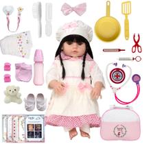 Boneca Bebe Reborn Silicone Morena Enxoval Completo