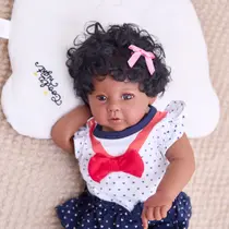 Boneca Bebê Reborn Silicone Negra Realista 48cm Original Kit Acessórios Conjunto Roupa Mamadeira Chupeta Pelúcia Fralda Certidão