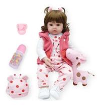 Boneca Bebê Reborn Silicone Olhos Castanhos Girafinha