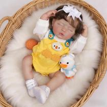 Boneca Bebê Reborn Silicone Realista 48cm Menina Olho fechado Pode dar Banho Brastoy Boneca Bebê Reborn Silicone Realista 48cm Menina Olho fechado Pode dar Banho Brastoy
