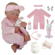 Boneca Bebê Reborn Silicone Realista 48cm Original Kit Acessórios Conjunto Roupa Mamadeira Chupeta Pelúcia Fralda Boneca Bebê Reborn Silicone Realista 48cm Original Kit Acessórios Conjunto Roupa Mamadeira Chupeta Pelúcia Fralda