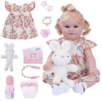 Boneca Bebê Reborn Silicone Realista 48cm Original Kit Acessórios Conjunto Roupa Mamadeira Chupeta Pelúcia Fralda Certidão