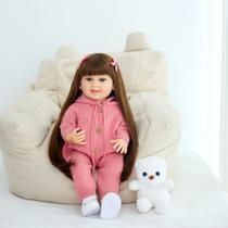 Boneca Bebê Reborn Silicone Realista 48cm Original Kit Acessórios Conjunto Roupa Mamadeira Chupeta Pelúcia Fralda Certidão
