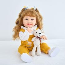 Boneca Bebê Reborn Silicone Realista 48cm Original Kit Acessórios Conjunto Roupa Mamadeira Chupeta Pelúcia Fralda Certidão