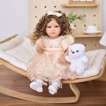 Boneca Bebê Reborn Silicone Realista 48cm Original Kit Acessórios Conjunto Roupa Mamadeira Chupeta Pelúcia Fralda Certidão