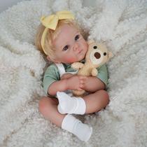 Boneca Bebê Reborn Silicone Realista 48cm Original Kit Acessórios Conjunto Roupa Mamadeira Chupeta Pelúcia Fralda Certidão
