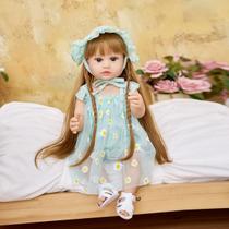 Boneca Bebê Reborn Silicone Realista 48cm Original Kit Acessórios Conjunto Roupa Mamadeira Chupeta Pelúcia Fralda Certidão