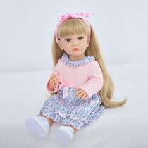 Boneca Bebê Reborn Silicone Realista 55cm Original Kit Acessórios Conjunto Roupa Mamadeira Chupeta Pelúcia Fralda Certidão