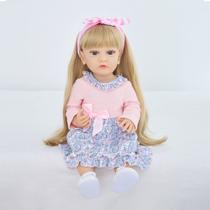 Boneca Bebê Reborn Silicone Realista 55cm Original Kit Acessórios Conjunto Roupa Mamadeira Chupeta Pelúcia Fralda Certidão