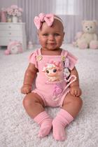 Boneca Bebê Reborn Sophia Negra 52cm Com Enxoval Rosa