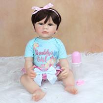 boneca bebe reborn super realista corpo silicone 55cm