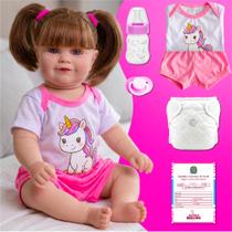 Boneca Bebê Reborn Unicórnio Menina Original Realista de Silicone Pode Dar Banho Boneca Bebê Reborn Unicórnio Menina Original Realista de Silicone Pode Dar Banho