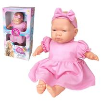 Boneca Bebe Religiosa Que Reza E Ensina O Pai Nosso Com Som 38 Cm Vestido Rosa E Tiara