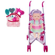 Boneca Bebê Sapekinha Color Tuca Menina +Bolsinha e Carrinho