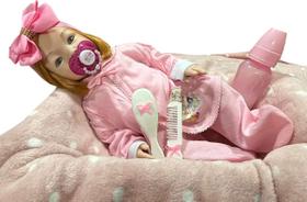 Boneca Bebê Tipo Reborn Com Corpo Todo em Vinil - Ruiva