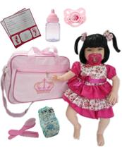 Boneca Bebe Tipo Reborn Completa + Bolsa Maternidade