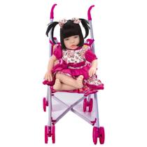 Boneca Bebe Tipo Reborn Completa Com Carrinho Boneca Passeio