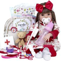 Boneca Bebê Tipo Reborn Gatinha Realista com Vários Itens Boneca Bebê Tipo Reborn Gatinha Realista com Vários Itens