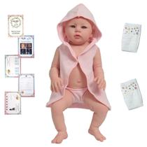 Boneca Bebê Tipo Reborn Realista Careca Kit Acessórios