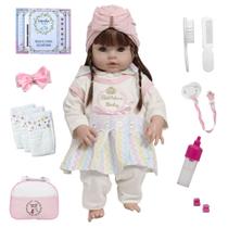 Boneca Bebê Tipo Reborn Realista Castanho Com Acessórios