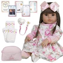 Boneca Bebe Tipo Reborn Realista Silicone Com Vários Itens