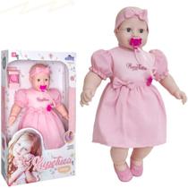 Boneca bebezao grande 65cm com olhos moveis xupetuca menina