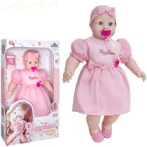 Boneca bebezao grande 65cm com olhos moveis xupetuca menina - Adijomar Brinquedos