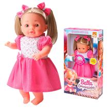 Boneca Bella Conversinha 38 Cm Fala Frases Com Cabelo Roupinha Rosa Menina