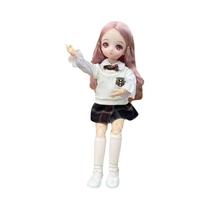 Boneca BJD Anime De 30cm Conjunto Completo Corpo Móvel Com 16 Juntas Saia Chapéu Acessórios Para