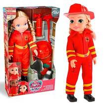 Boneca Bombeira Com Cachoro e Acessorios Loira