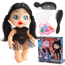 Boneca Bravezinha Fashion Com Estojo De Maquiagem Vestido Brilhante E Cabelo Preto Boneca Bravezinha Fashion Com Estojo De Maquiagem Vestido Brilhante E Cabelo Preto