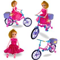 Boneca Brinquedo Bicicleta Luz Som Presente Infantil Menina