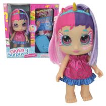 Boneca Brinquedo com 3 Acessórios Surpresa Dolls Diver Surprise Vamos Viajar Divertoys Azul