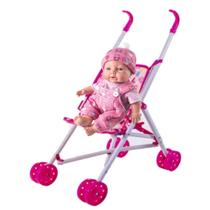 Boneca Brinquedo Estilo Reborn Menina 622 e Carrinho Passeio