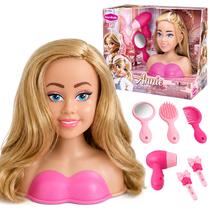 Boneca Busto Annie Hair Style Loira Com 6 Acessórios Para Pentear Cabelo Boneca Busto Annie Hair Style Loira Com 6 Acessórios Para Pentear Cabelo
