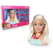 Boneca Busto Barbie Styling Head Hair Salão De Beleza Para Pentear Com 24 Acessórios Criança - Pupee