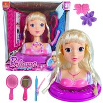 Boneca Busto Brianna Pentear Cabelo Salão de Beleza Acessorios Castela