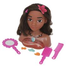 Boneca Busto Moana Princesa Para Pentear 100% Vinil + Itens