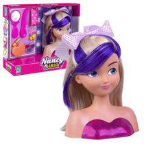 Boneca Busto Nancy Hair Cabelo Roxo c/ Acessórios Super Toys