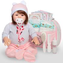 Boneca Cabelo Realista Fio a Fio Roupinha e Acessórios