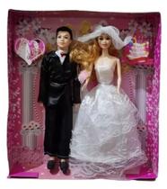 Boneca Casal Noiva E Noivo Com Smoking Vestido Casamento