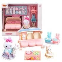 Boneca Casinha Coelhos Carrinho De Trigêmeos Infantil Menina Boneca Casinha Coelhos Carrinho De Trigêmeos Infantil Menina