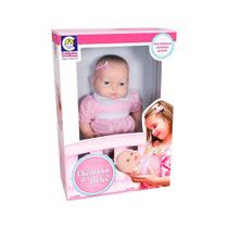 Boneca Cheirinho de Bebe em Vinil 36cm com Vestidinho Rosa Cotiplas - 2080