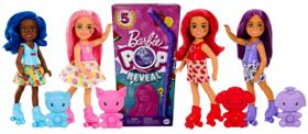 Boneca Chelsea Colecionável Menina Pop Reveal Com Acessórios Surpresa Mini Animal De Estimação Série Frutas Embalagem Em Formato De Suco Mattel