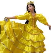 Boneca Cigana de Porcelana Amarela - 42cm