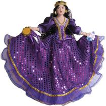 Boneca Cigana de Porcelana Lilás Exclusiva - 42cm