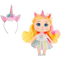 Boneca Coleçao ARCO-IRIS Unicornio DM TOYS DMT6888 ARCO Rosa Claro