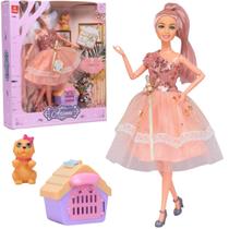 Boneca Coleção Desfile De Moda Fashion Vestido Rosa Castela Boneca Coleção Desfile De Moda Fashion Vestido Rosa Castela