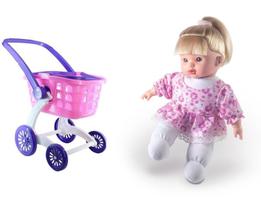 Boneca Colecao Hair Soft Loira + Carrinho de Compras 2 em 1 mercado brinquedo menina kit Boneca Colecao Hair Soft Loira + Carrinho de Compras 2 em 1 mercado brinquedo menina kit